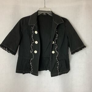 CYNTHIA‎ MAX Cropped Jacket with Ruffles Black Women's Size Small